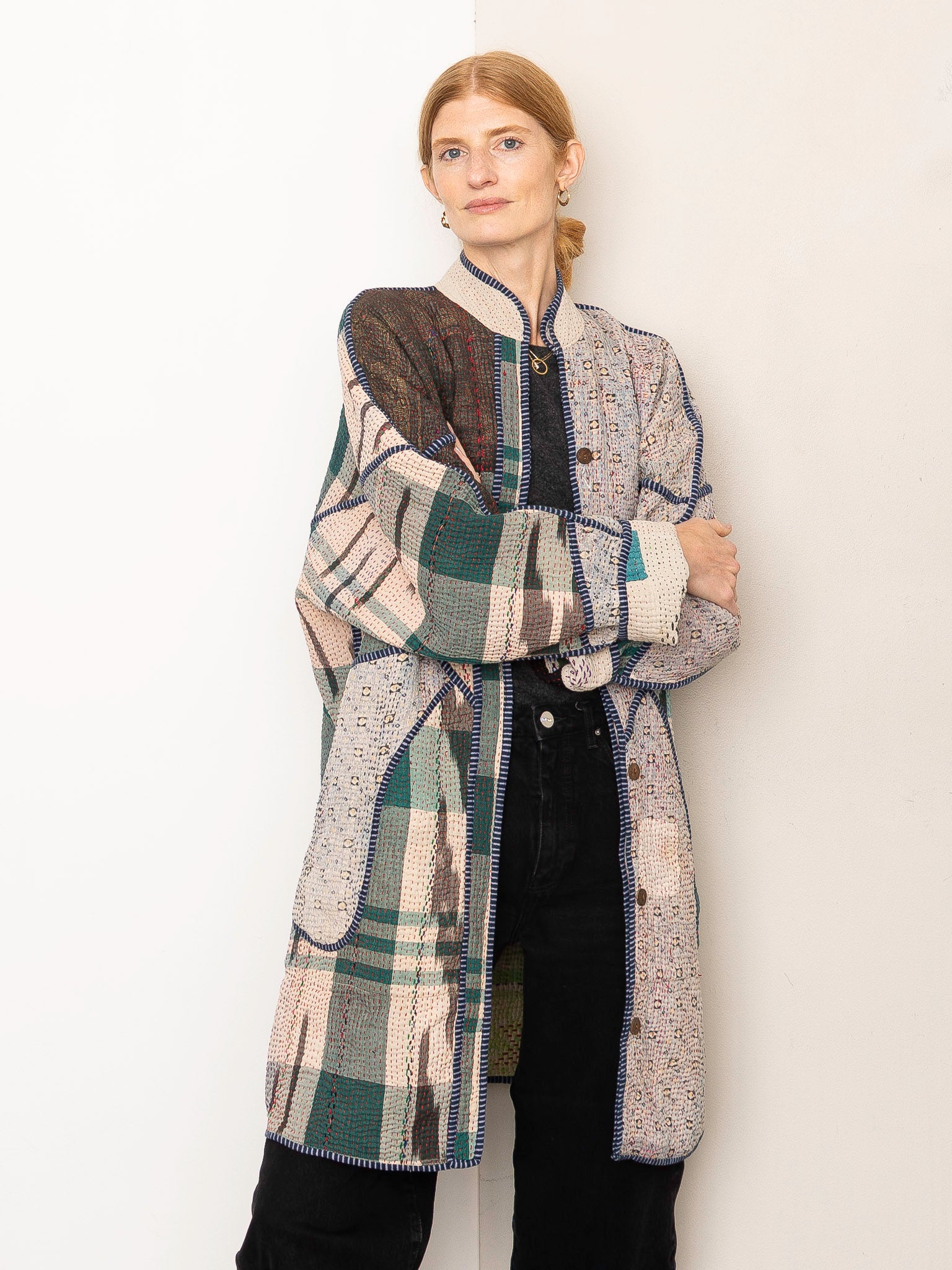 The Sai Quilted Patchwork Kantha Coat