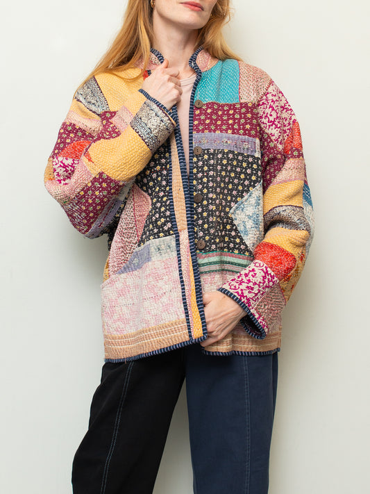 The Ladhiya Quilted Patchwork Kantha Jacket