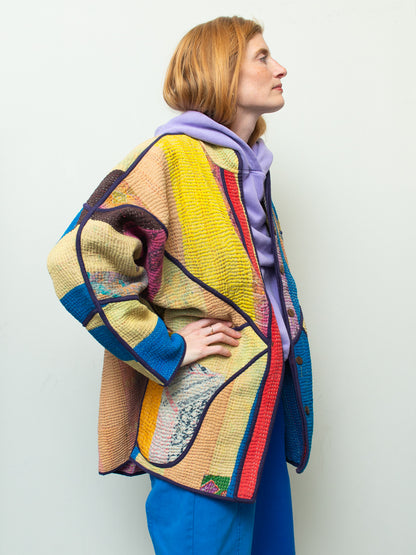 The Narmada Quilted Patchwork Kantha Jacket