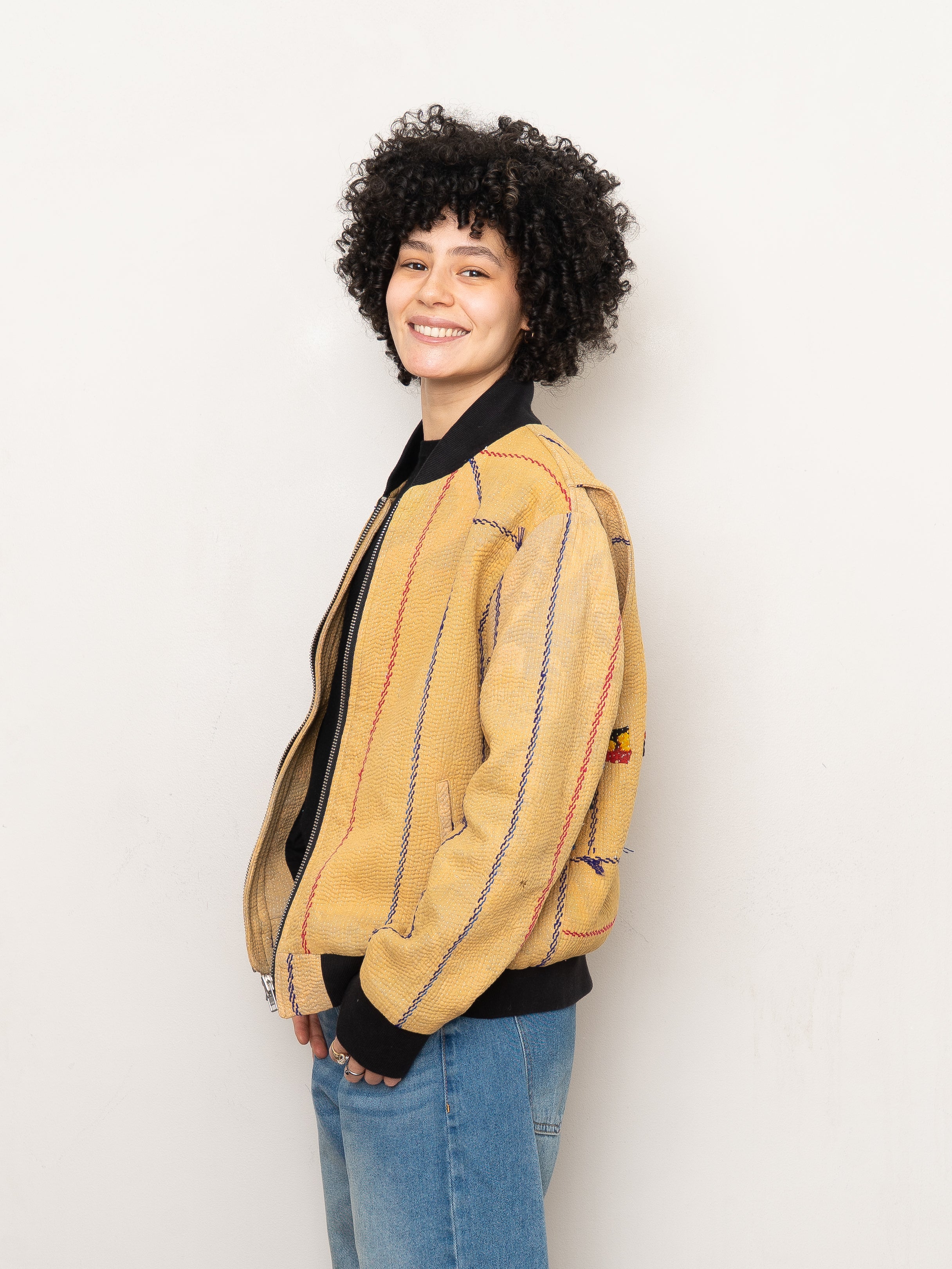 The Veda Quilted One-of-a-Kind Bomber Jacket - Medium