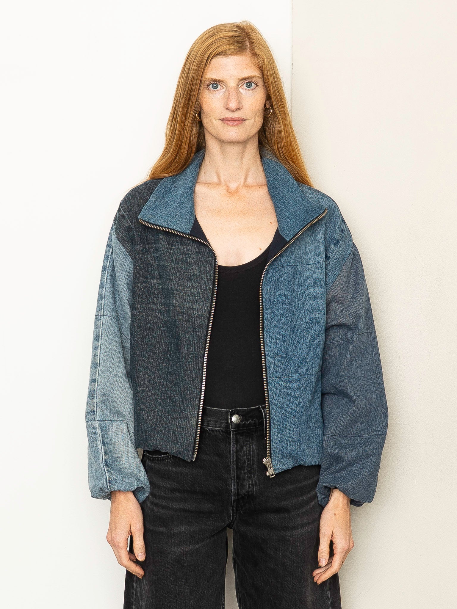 The Shira Denim Puffer Bomber Jacket Wholesale
