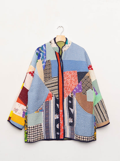 The Narmada Quilted Patchwork Kantha Jacket