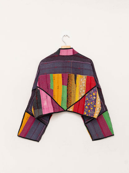 The Kaira Cropped Quilted Patchwork Kantha Jacket