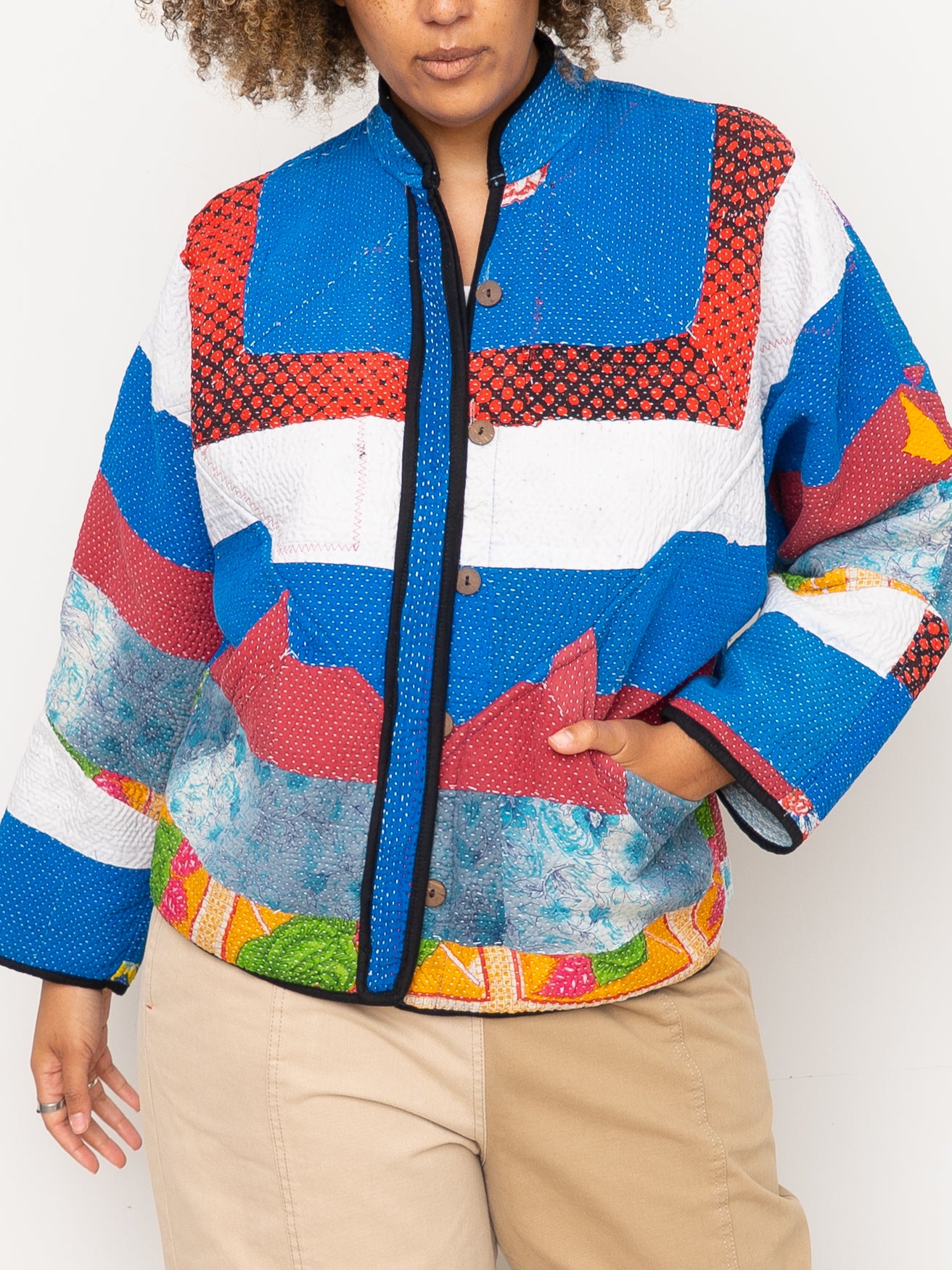 The Ladhiya Quilted Patchwork Kantha Jacket
