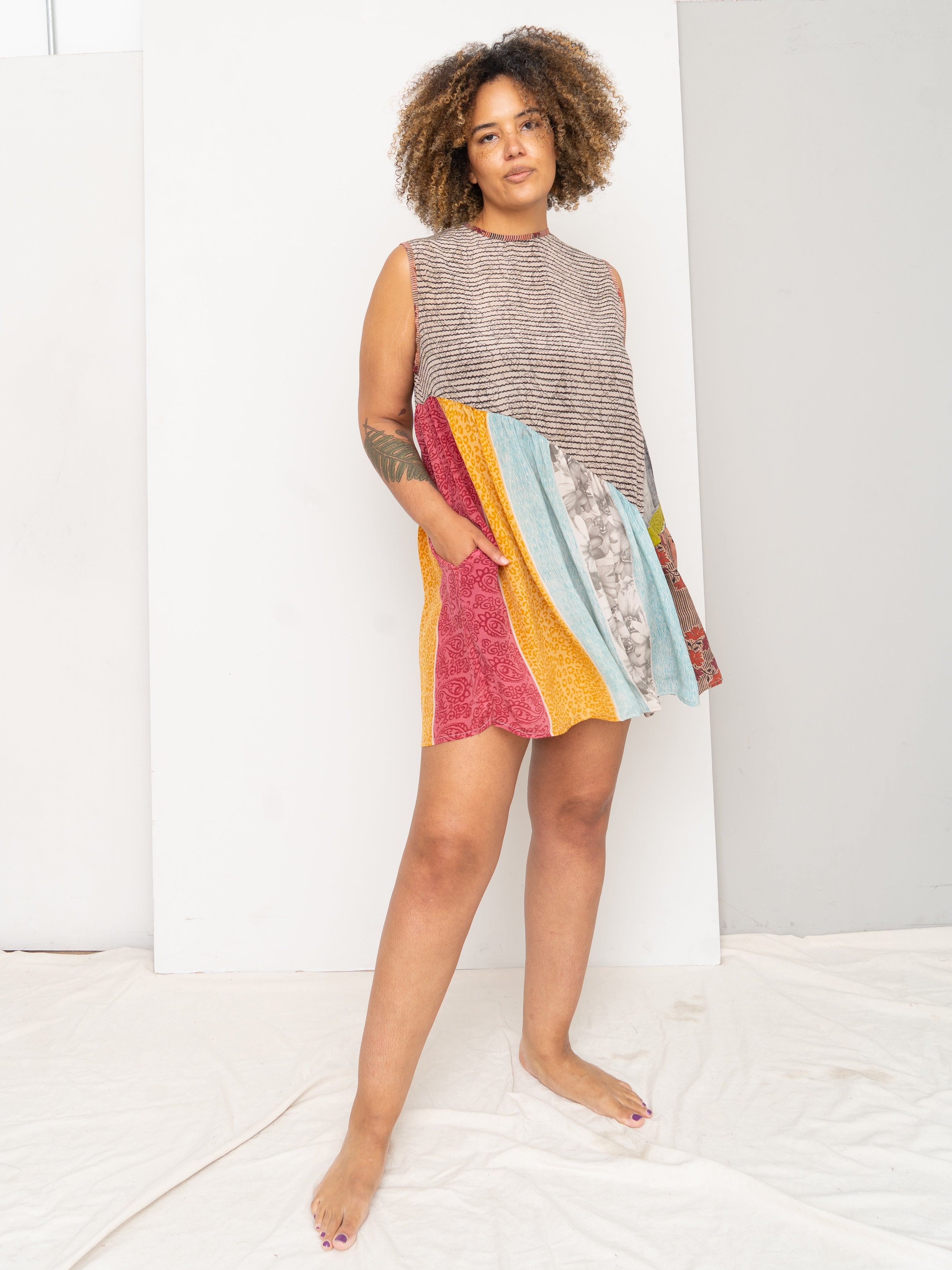 The Anan Short Dress  - Medium / Large - Upcycled Silk