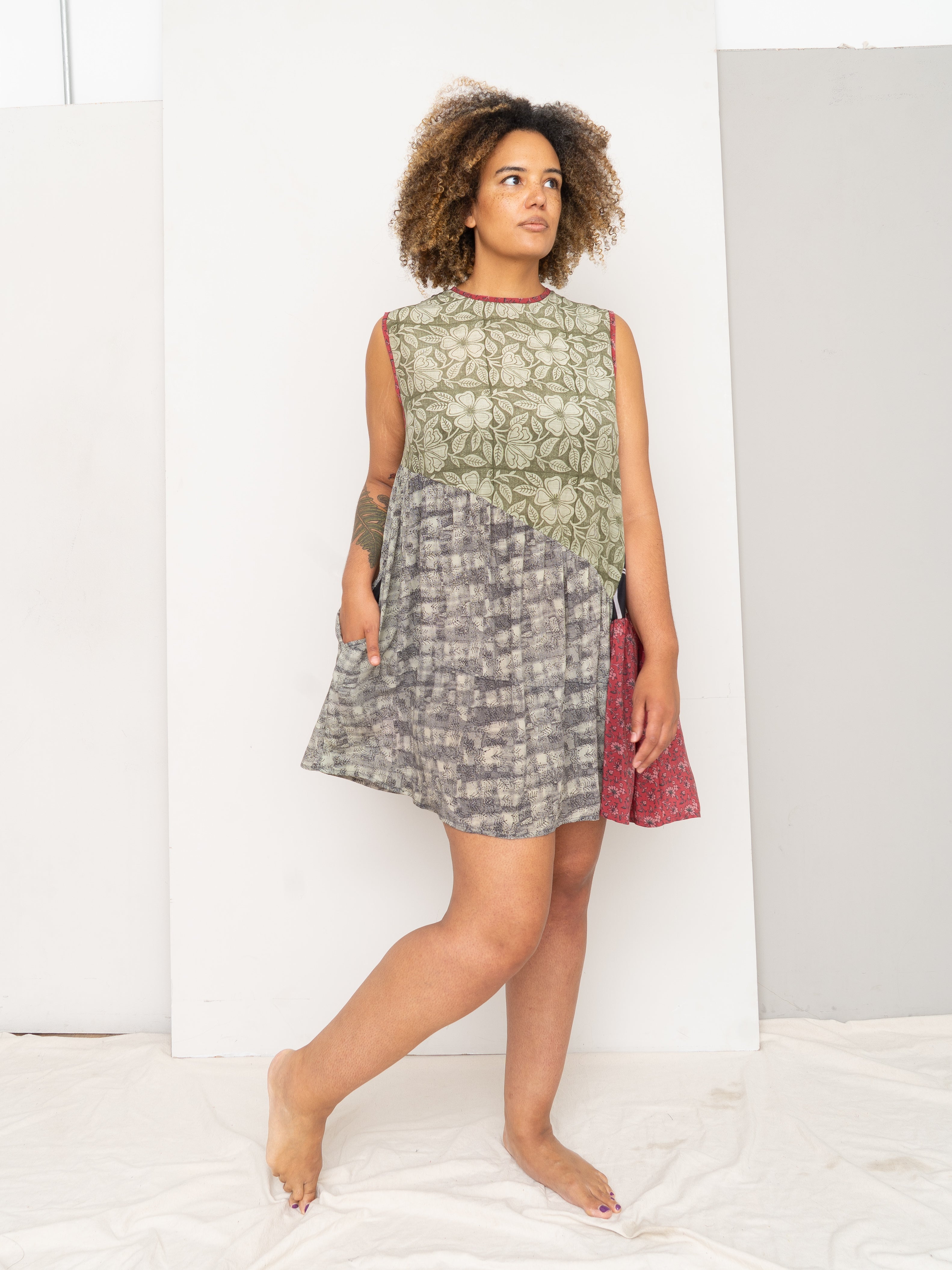 The Anan Short Dress  - Medium / Large - Upcycled Silk