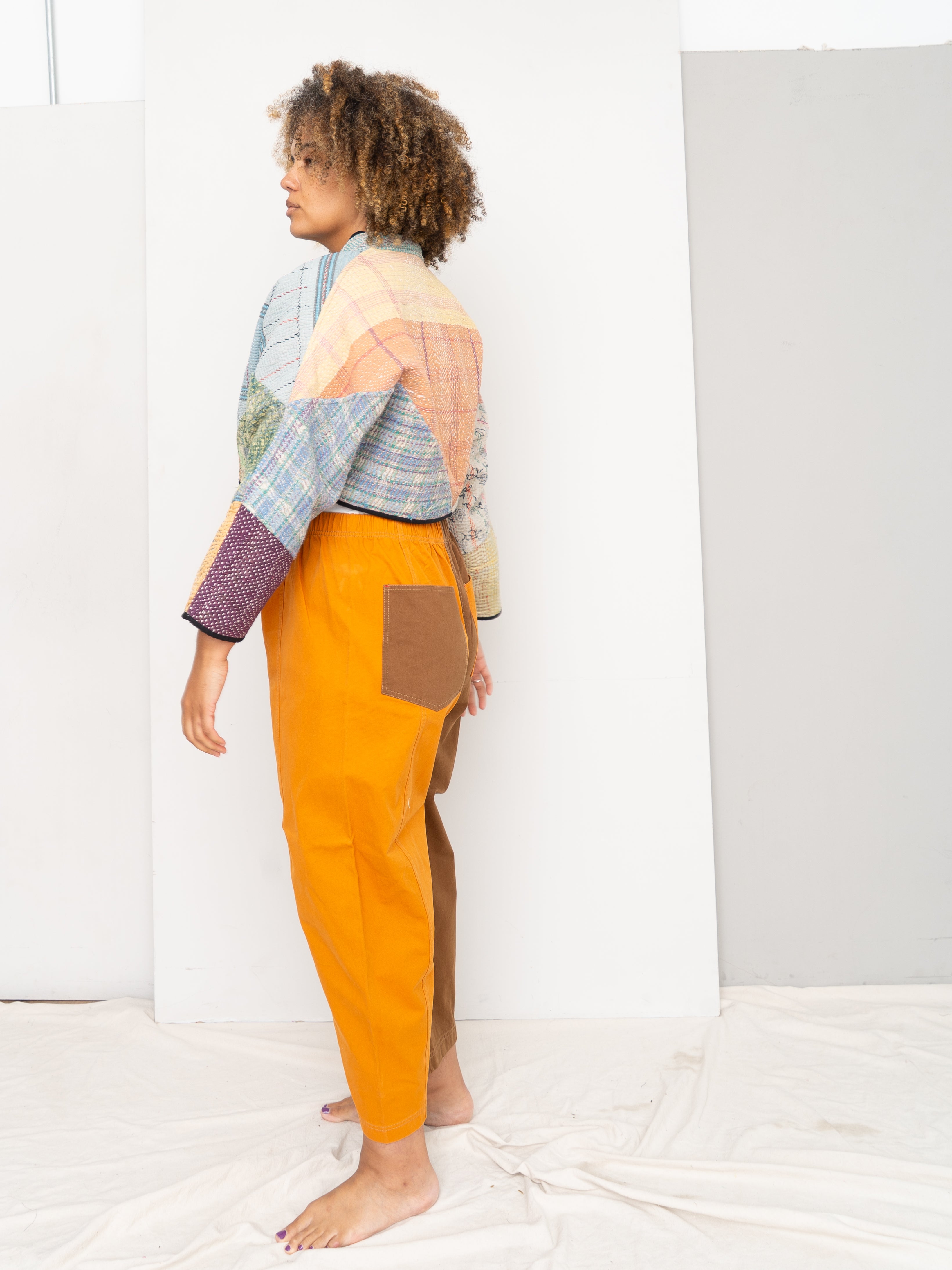 The Kaira Cropped Quilted Patchwork Kantha Jacket