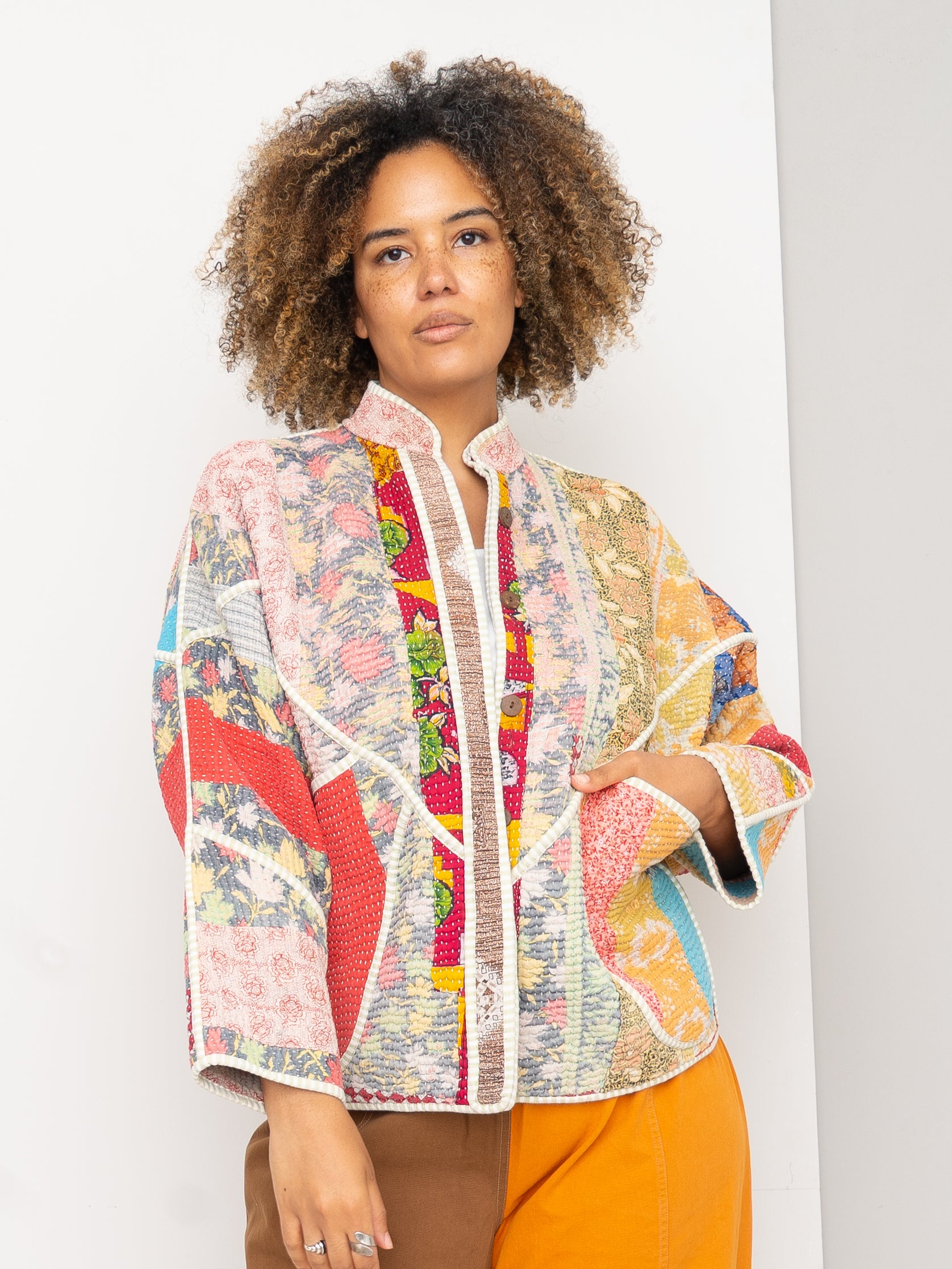 The Ladhiya Quilted Patchwork Kantha Jacket