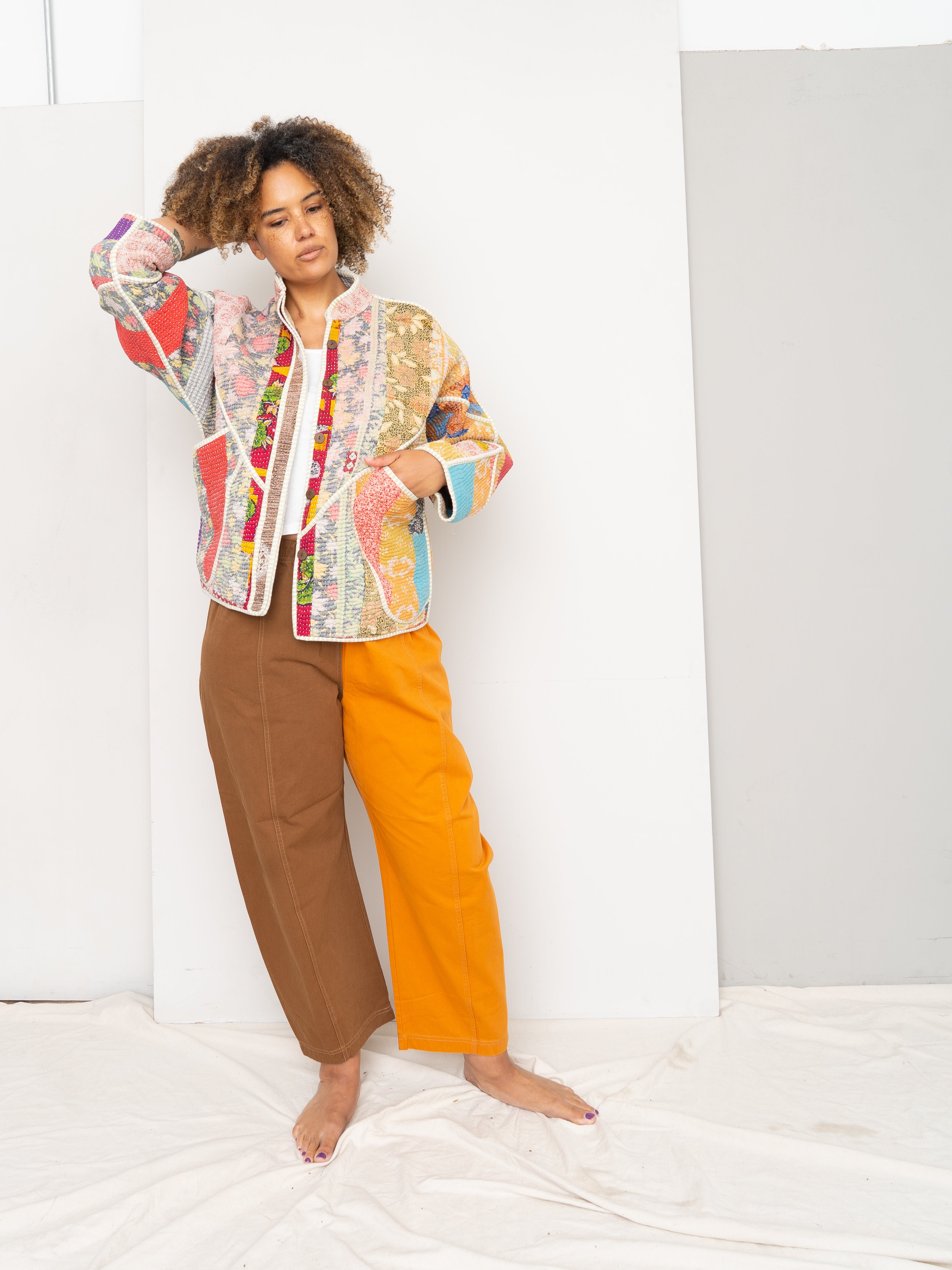 The Ladhiya Quilted Patchwork Kantha Jacket