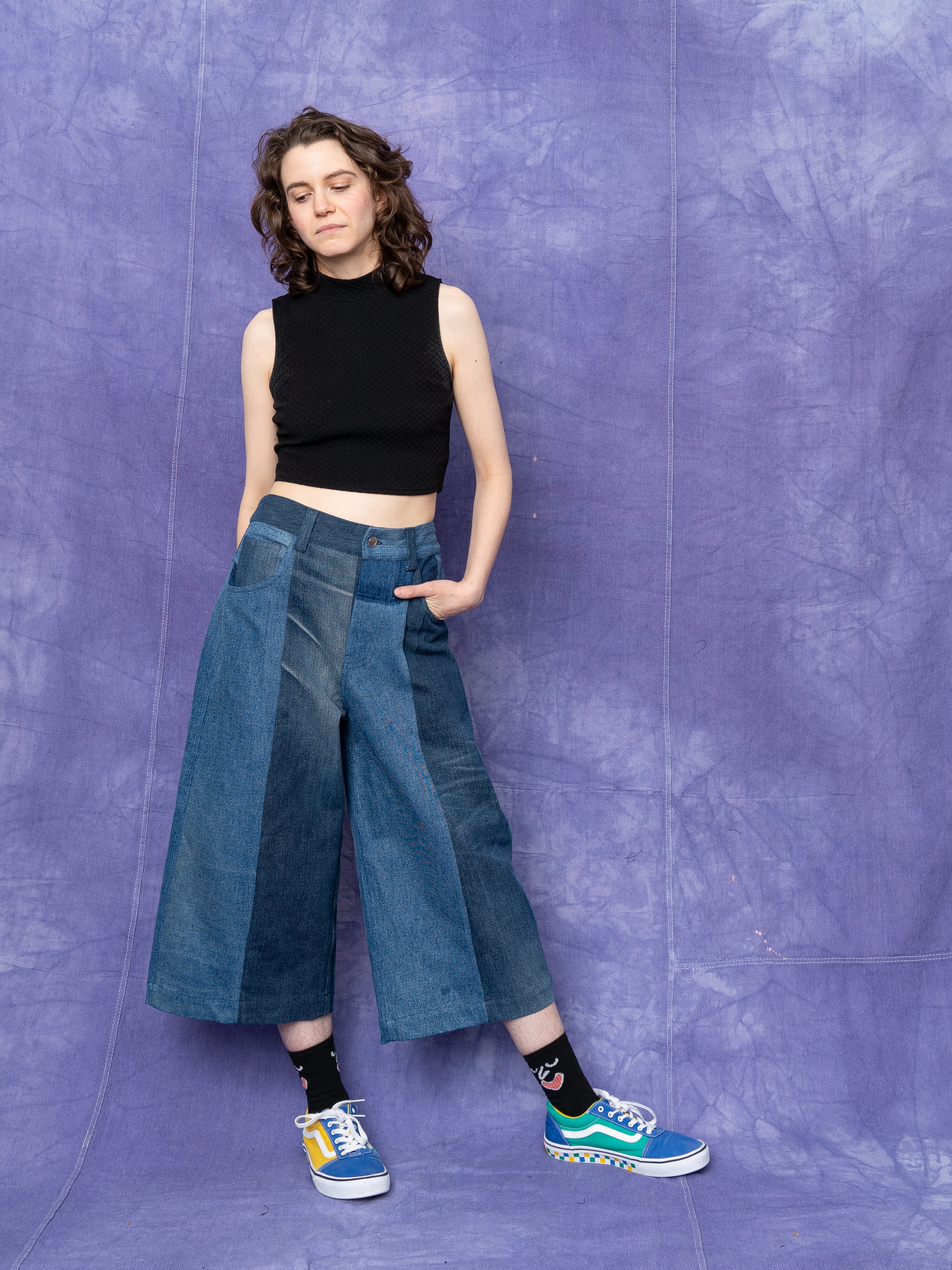 The Bindu Denim Bermuda Culotte Pant - Small