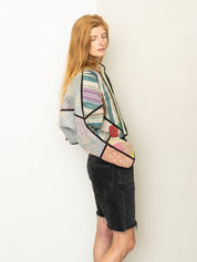 The Kaira Cropped Quilted Patchwork Kantha Jacket