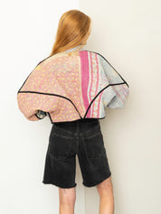 The Kaira Cropped Quilted Patchwork Kantha Jacket
