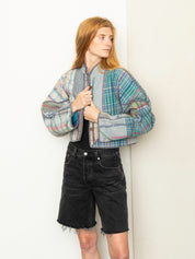 The Kaira Cropped Quilted Patchwork Kantha Jacket