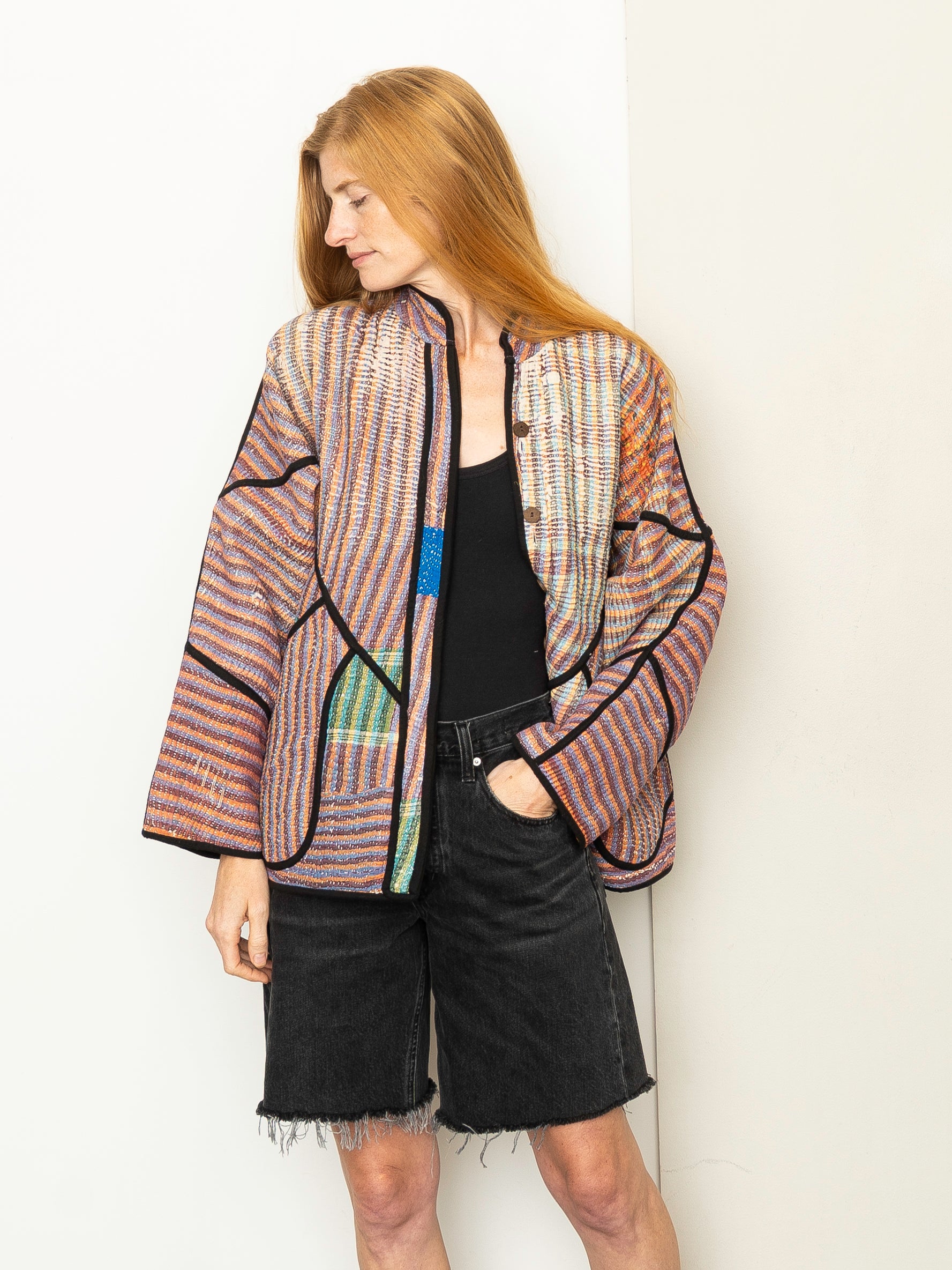 The Ladhiya Quilted Patchwork Kantha Jacket