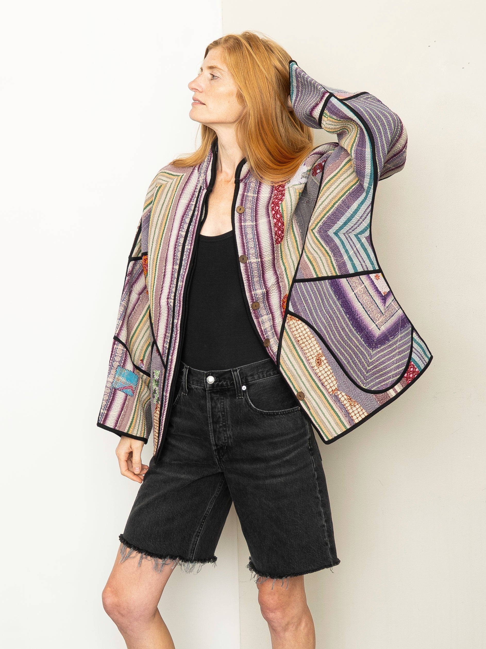 The Ladhiya Quilted Patchwork Kantha Jacket