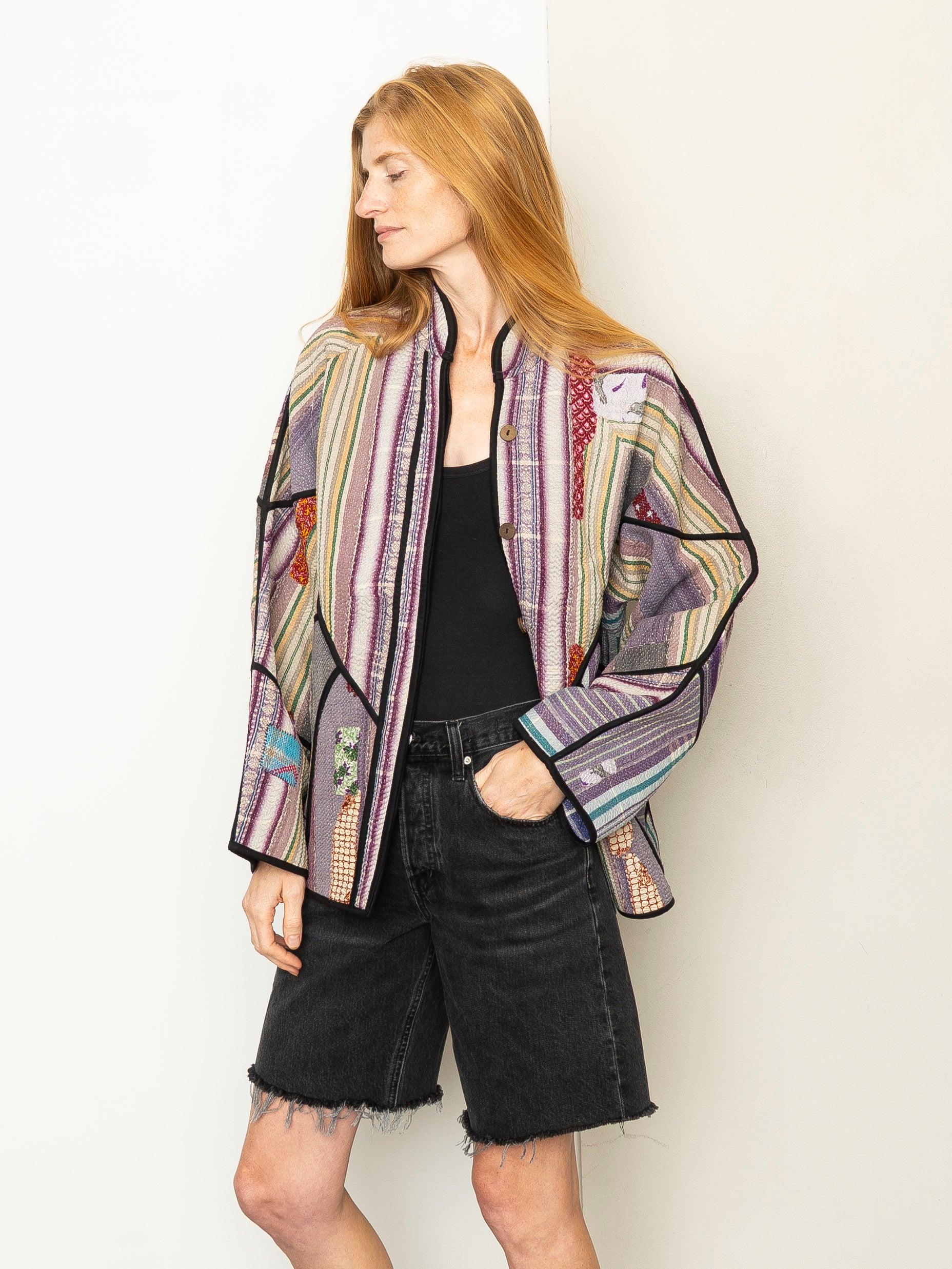 The Ladhiya Quilted Patchwork Kantha Jacket