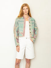 The Kaira Cropped Quilted Patchwork Kantha Jacket