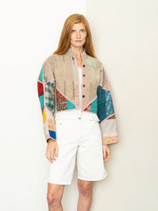 The Kaira Cropped Quilted Patchwork Kantha Jacket