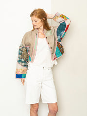 The Kaira Cropped Quilted Patchwork Kantha Jacket