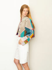 The Kaira Cropped Quilted Patchwork Kantha Jacket