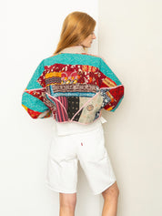 The Kaira Cropped Quilted Patchwork Kantha Jacket