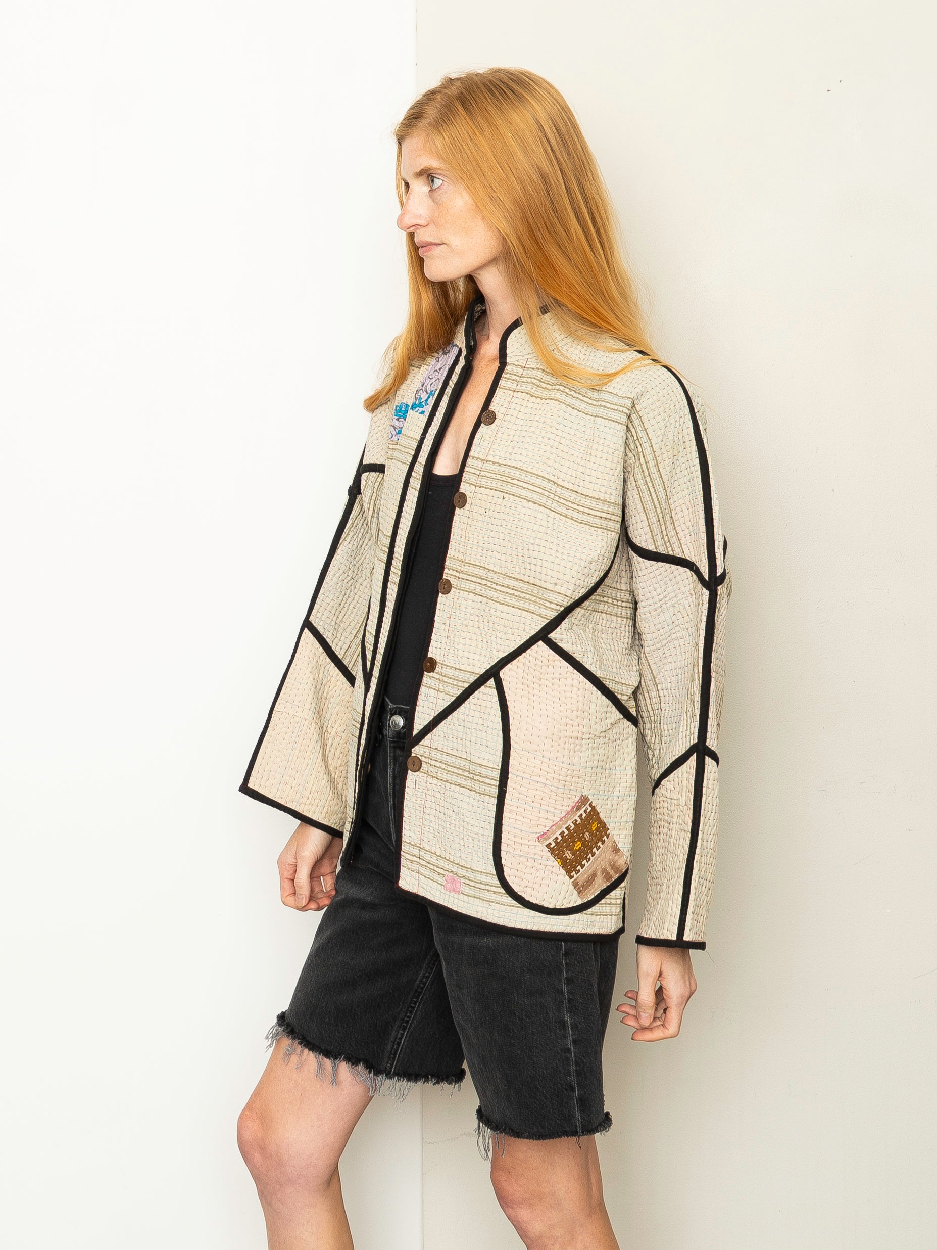 The Ladhiya Quilted Patchwork Kantha Jacket