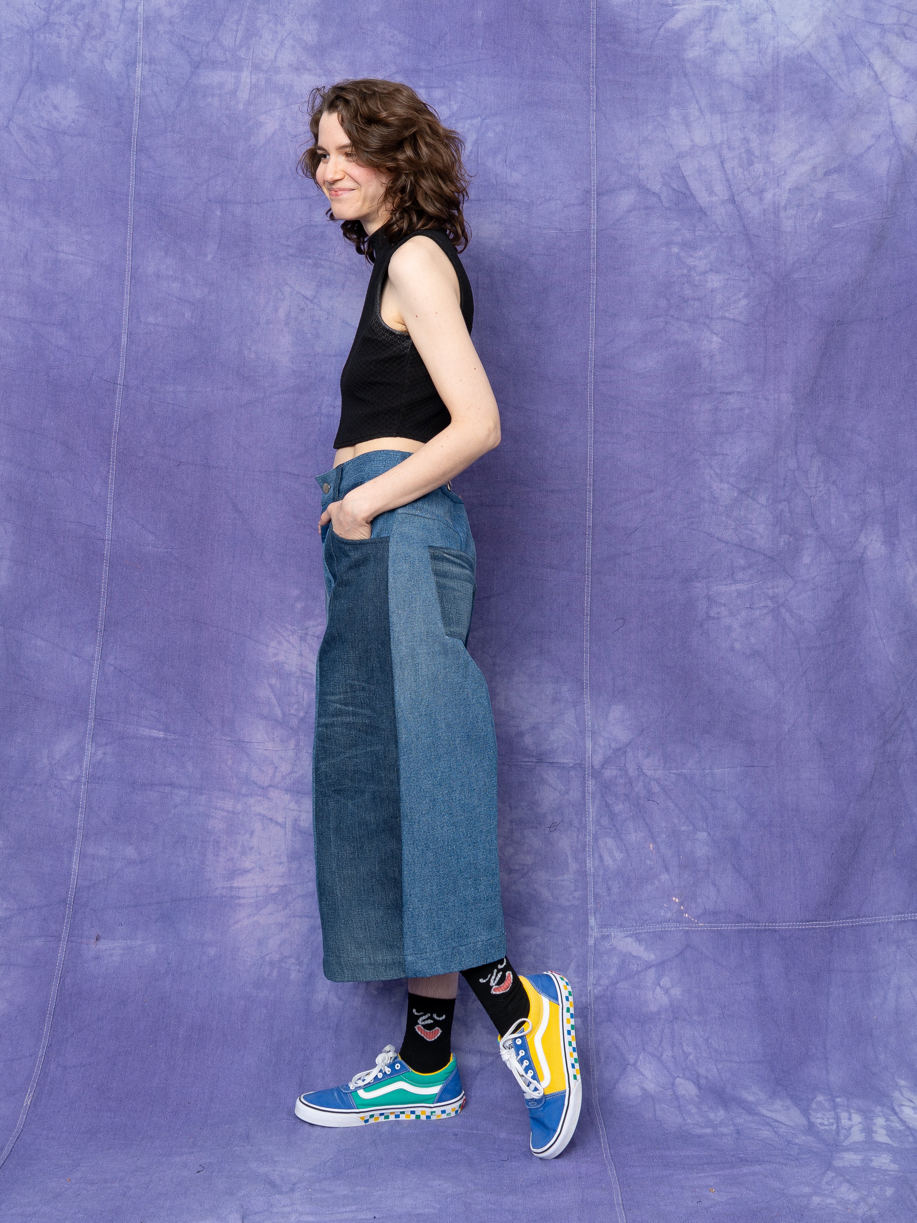 The Bindu Denim Bermuda Culotte Pant - Small