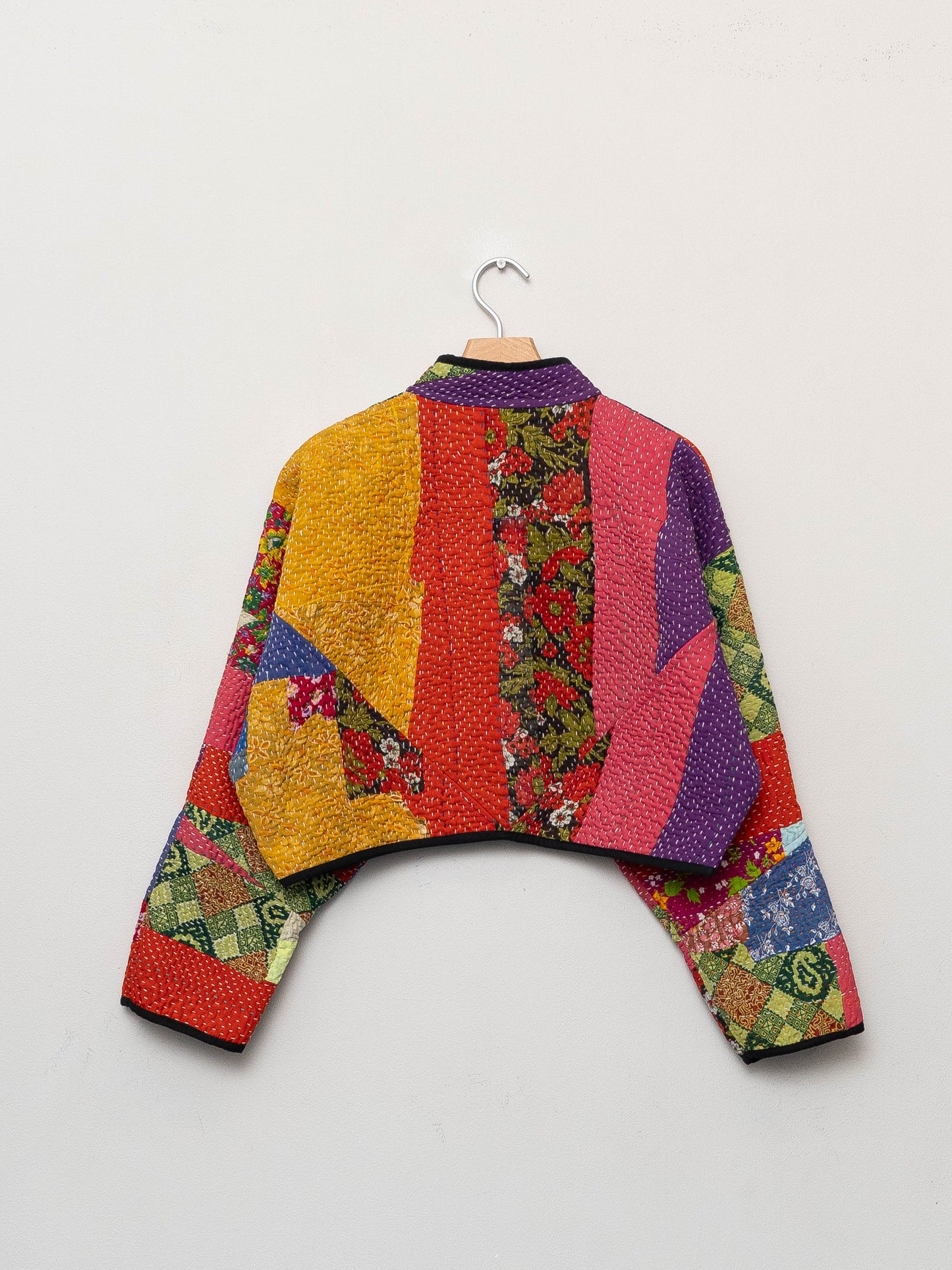 The Kaira Cropped Quilted Patchwork Kantha Jacket