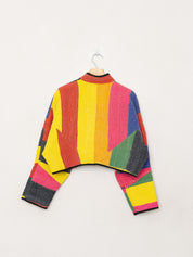 The Kaira Cropped Quilted Patchwork Kantha Jacket