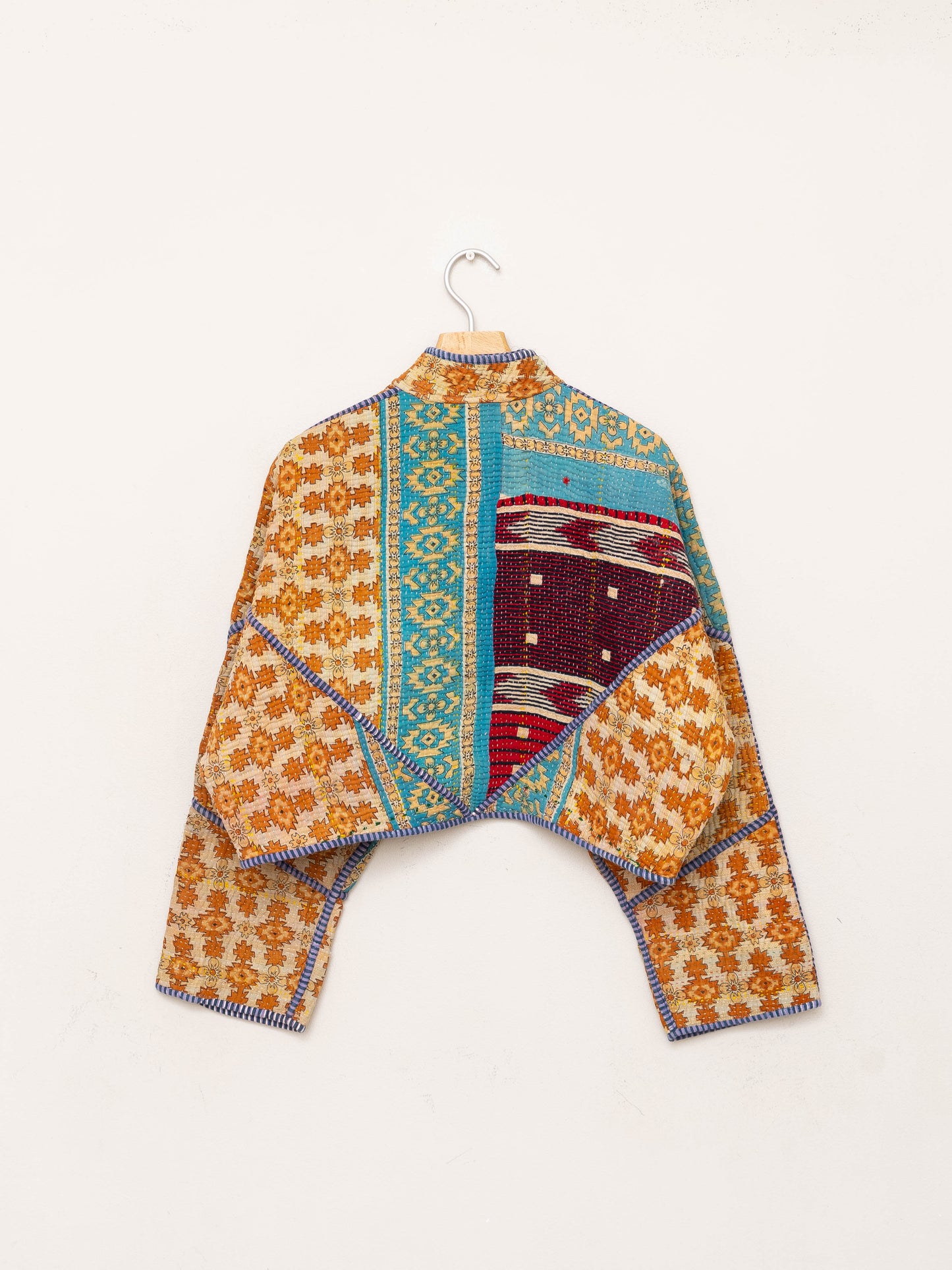 The Kaira Cropped Quilted Patchwork Kantha Jacket