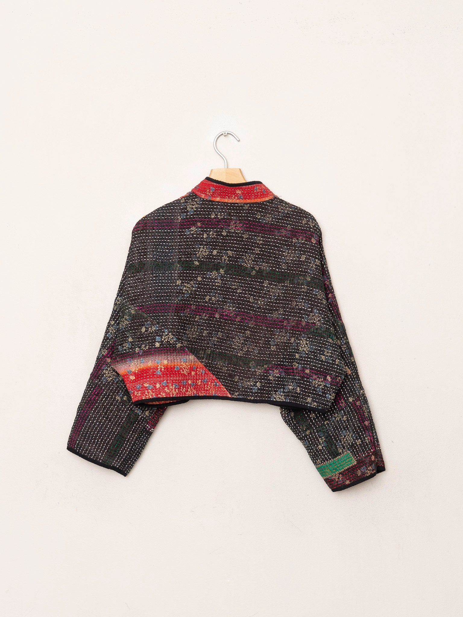 The Kaira Cropped Quilted Patchwork Kantha Jacket