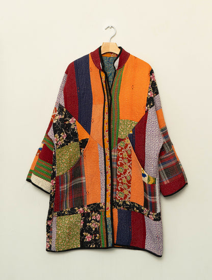 The Sai Quilted Patchwork Kantha Coat