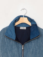 The Shira Denim Puffer Bomber Jacket