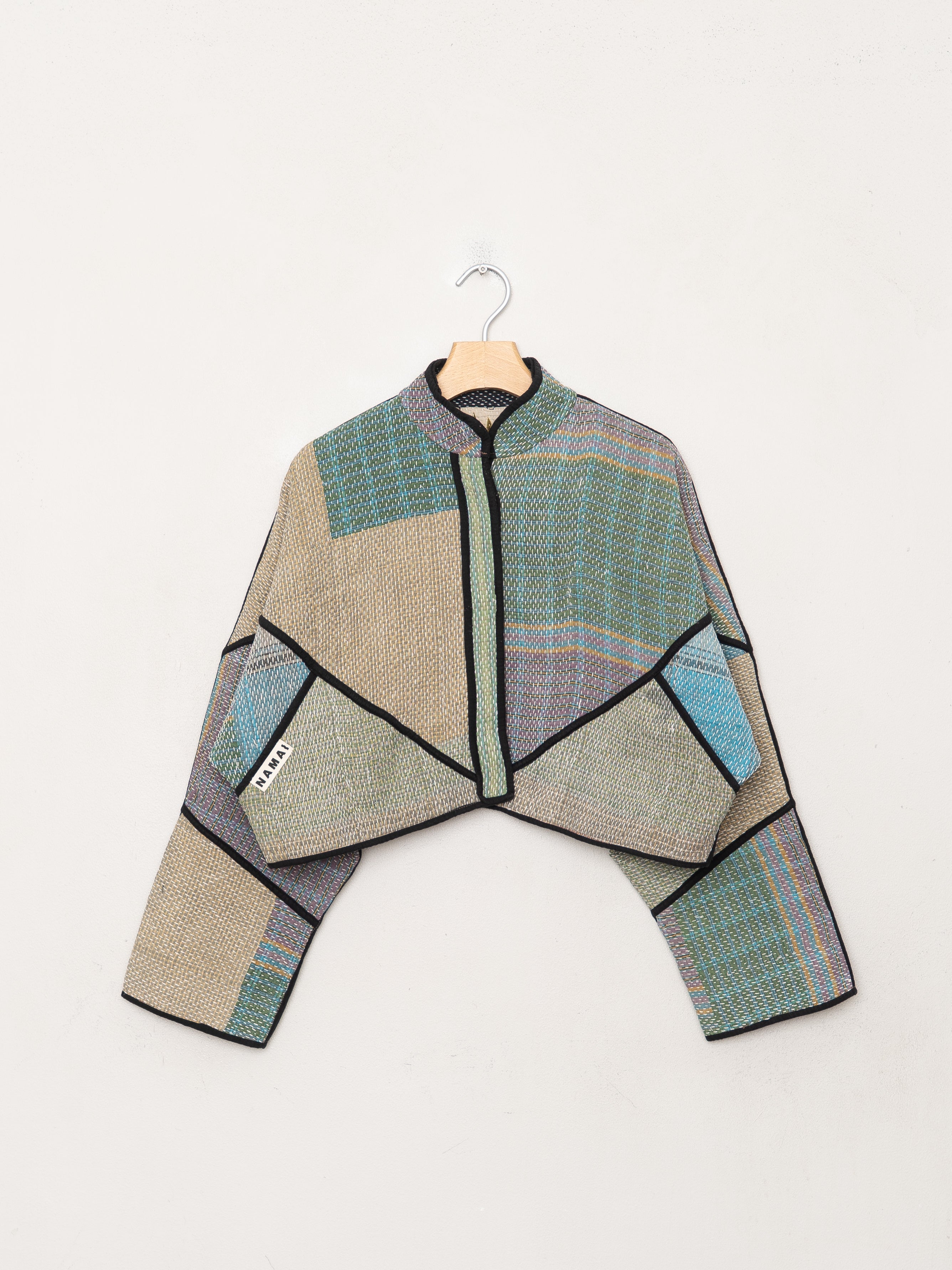 The Kaira Cropped Quilted Patchwork Kantha Jacket