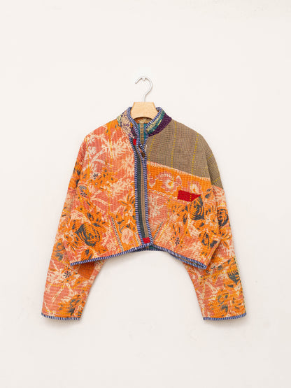 The Kaira Cropped Quilted Patchwork Kantha Jacket