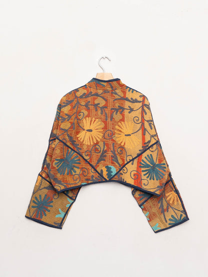 The Kaira Cropped Suzani Quilted Kantha Jacket