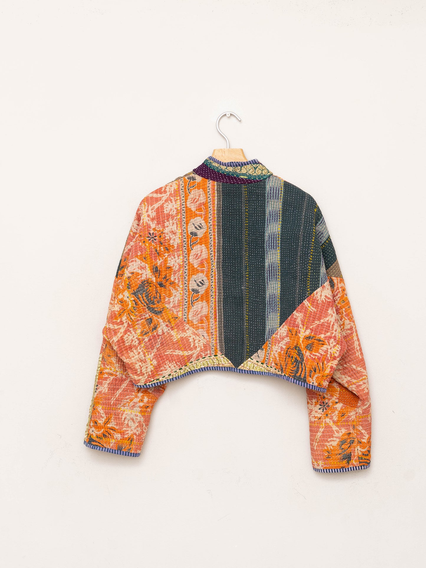 The Kaira Cropped Quilted Patchwork Kantha Jacket