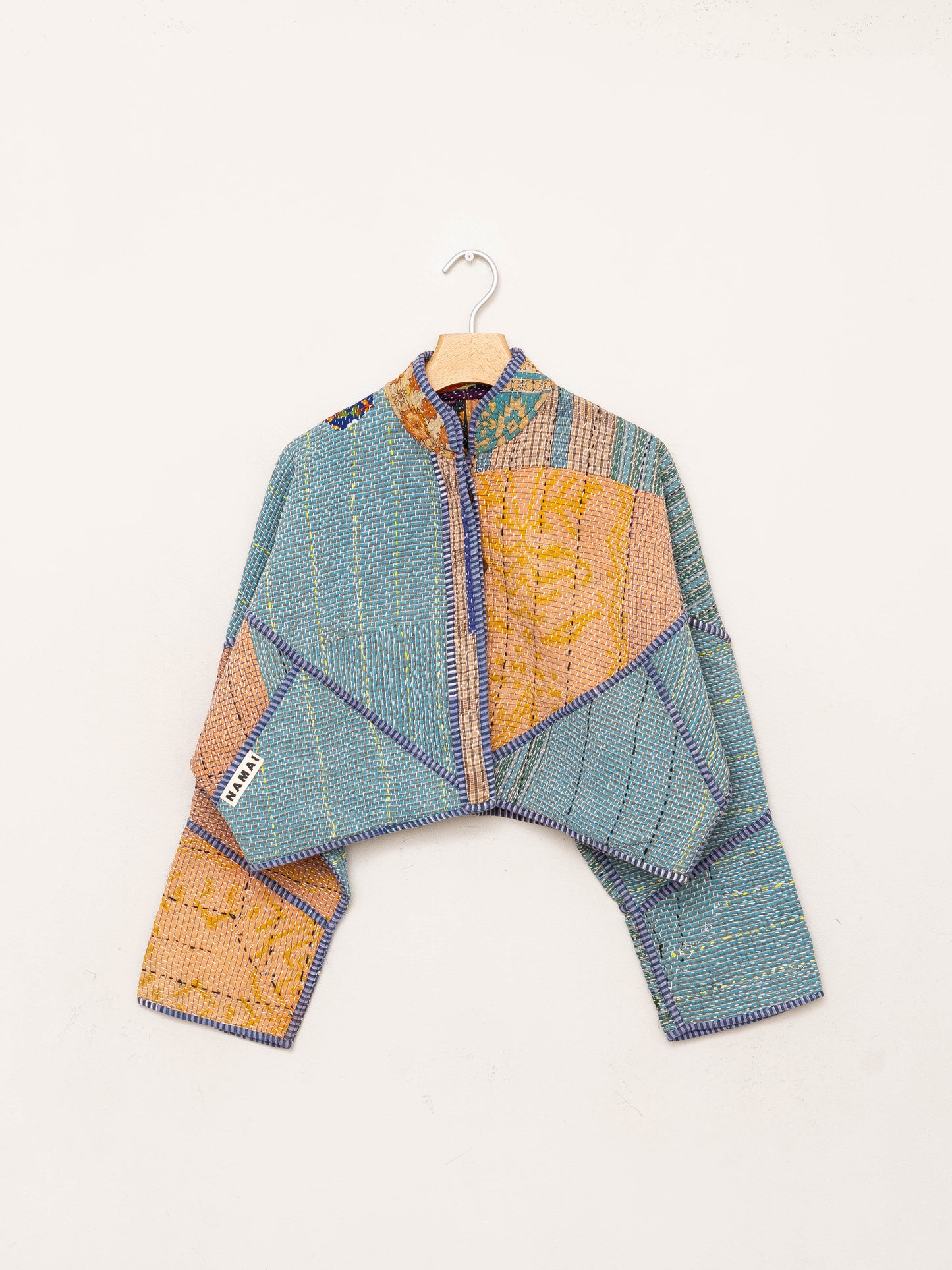 The Kaira Cropped Quilted Patchwork Kantha Jacket