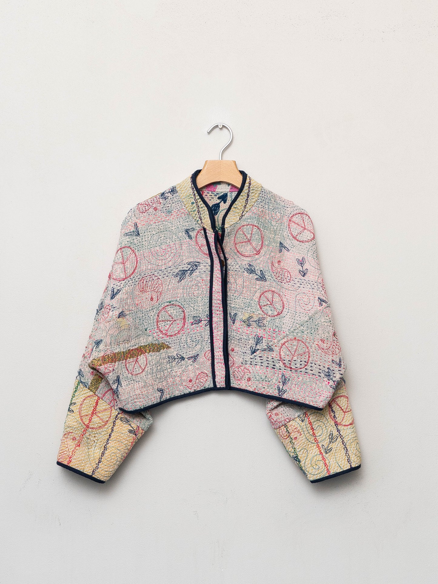 The Kaira Cropped Suzani Quilted Kantha Jacket