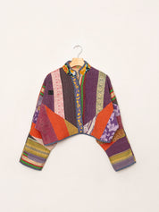 The Kaira Cropped Quilted Patchwork Kantha Jacket