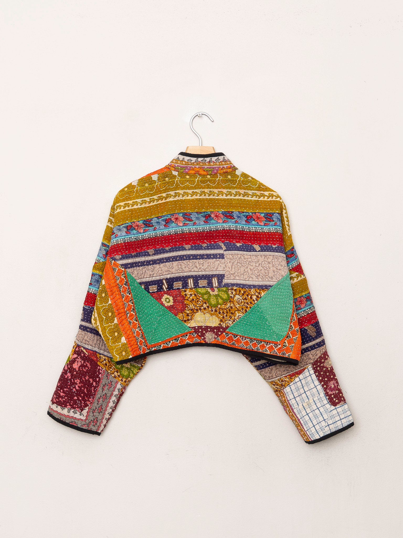 The Kaira Cropped Quilted Patchwork Kantha Jacket