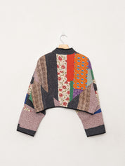 The Kaira Cropped Quilted Patchwork Kantha Jacket
