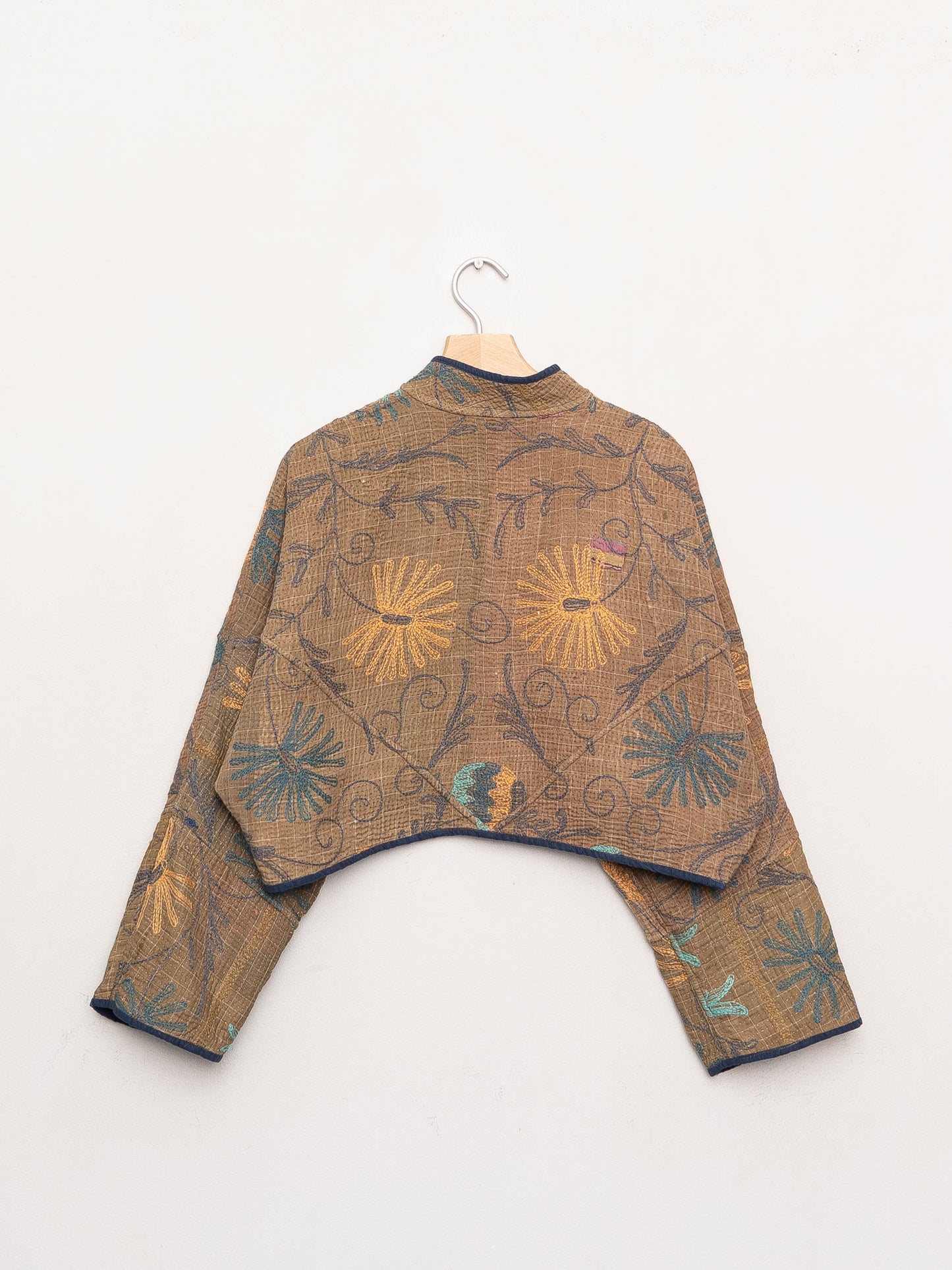 The Kaira Cropped Suzani Quilted Kantha Jacket