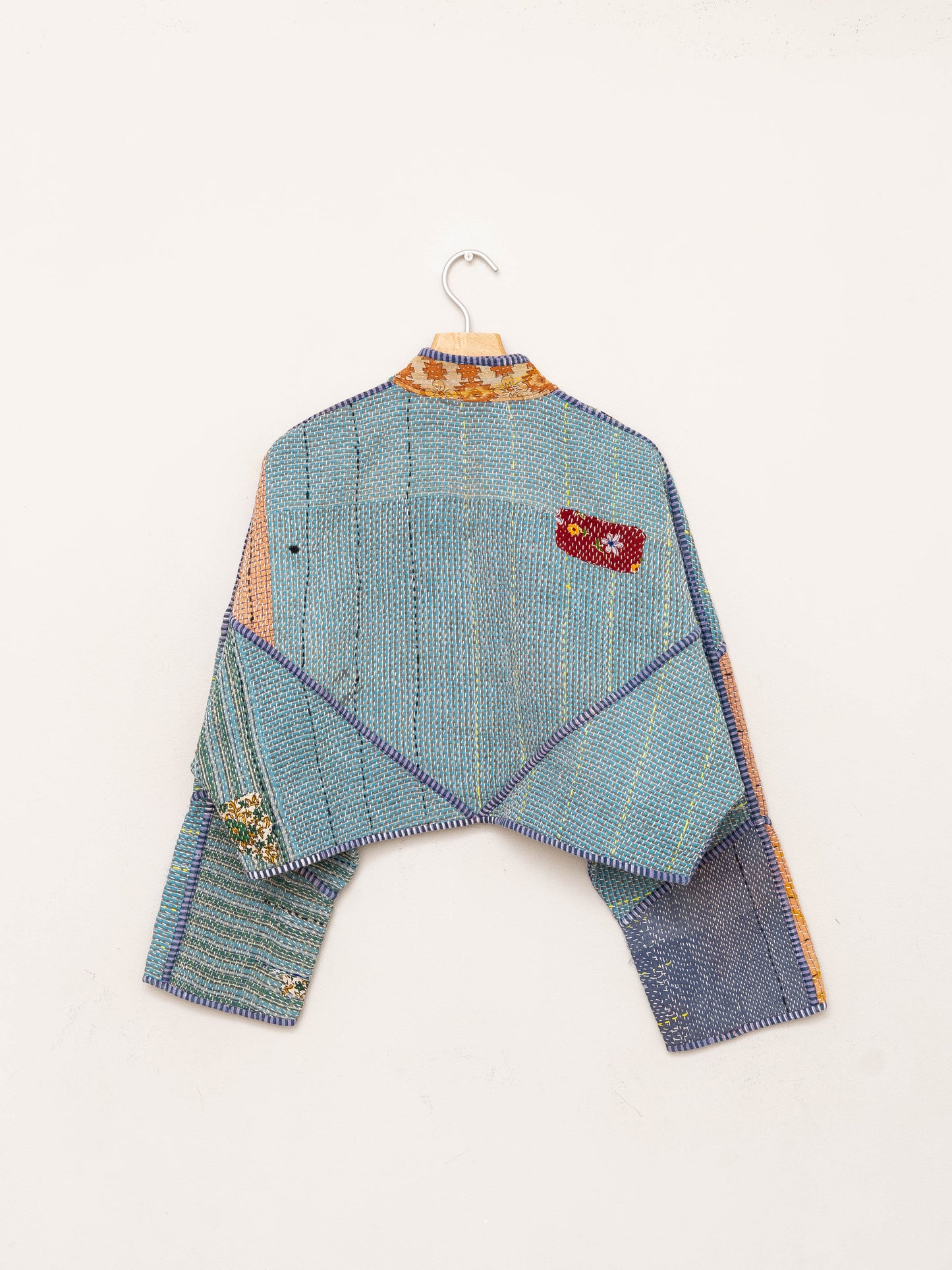 The Kaira Cropped Quilted Patchwork Kantha Jacket