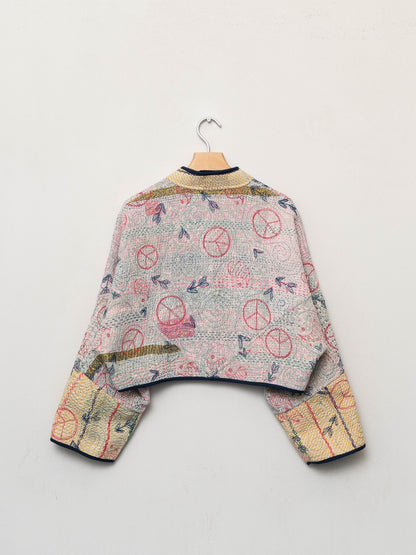 The Kaira Cropped Suzani Quilted Kantha Jacket