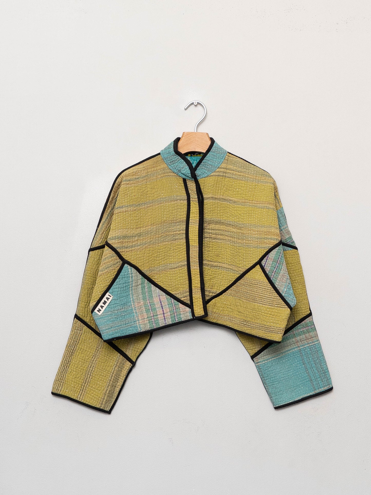 The Kaira Cropped Quilted Patchwork Kantha Jacket