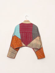 The Kaira Cropped Quilted Patchwork Kantha Jacket
