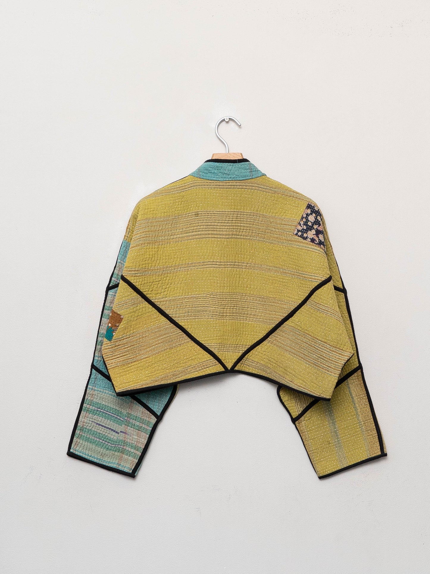 The Kaira Cropped Quilted Patchwork Kantha Jacket