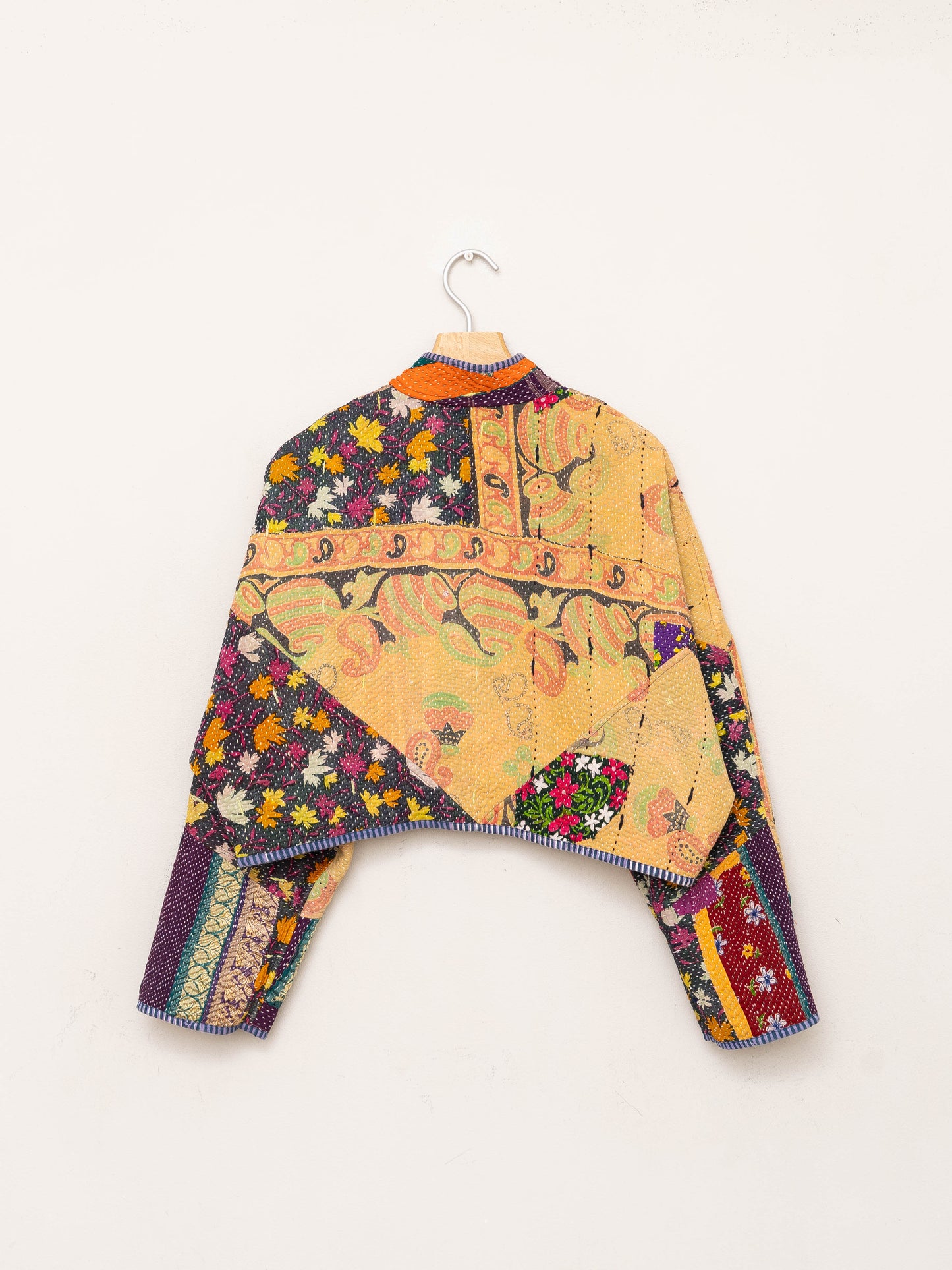 The Kaira Cropped Quilted Patchwork Kantha Jacket