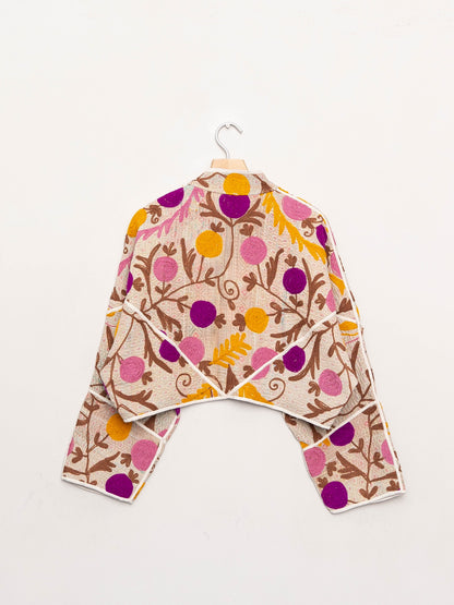 The Kaira Cropped Suzani Quilted Kantha Jacket